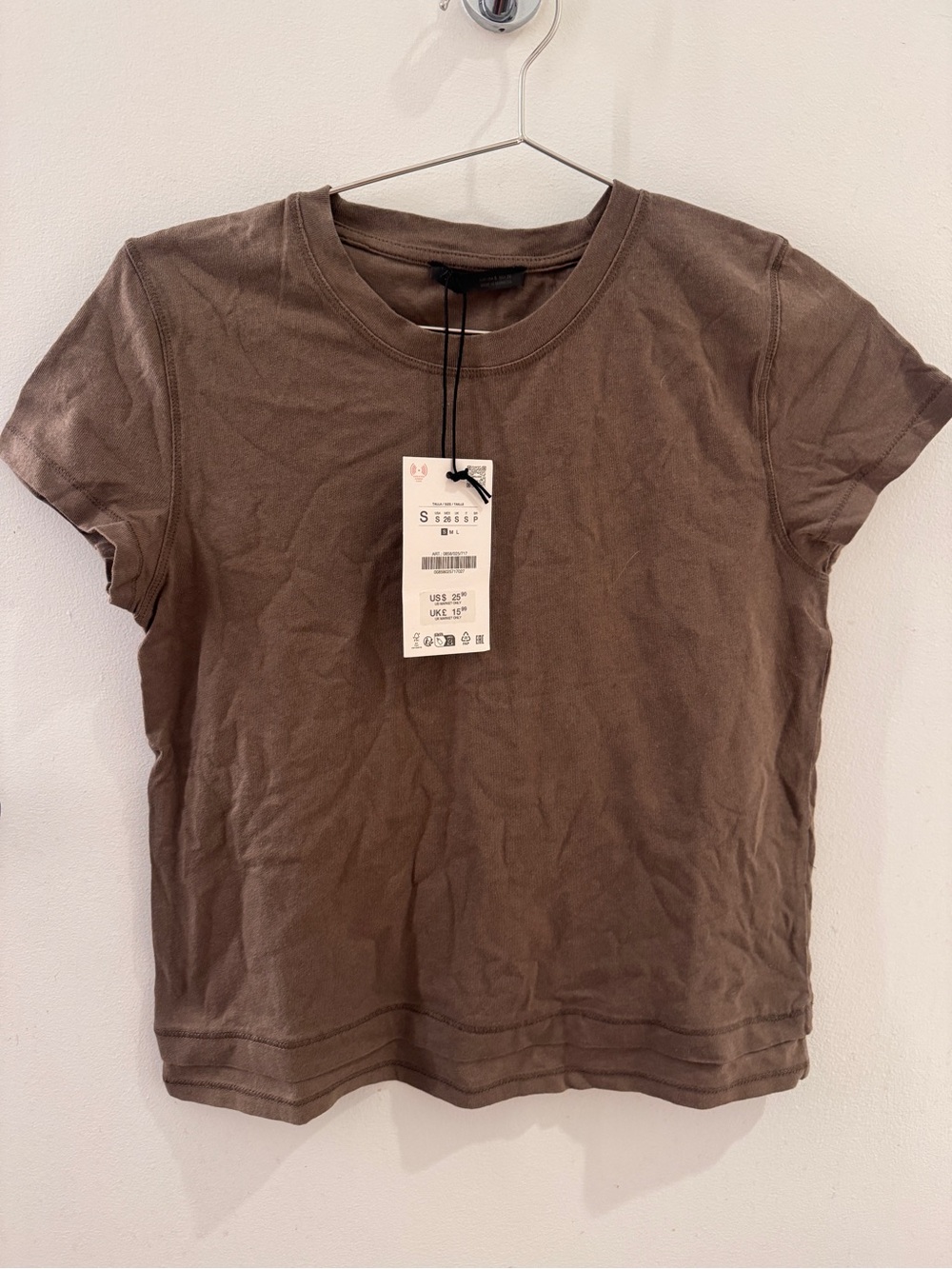 Zara Women's Short Sleeve Crewneck Top - Brown